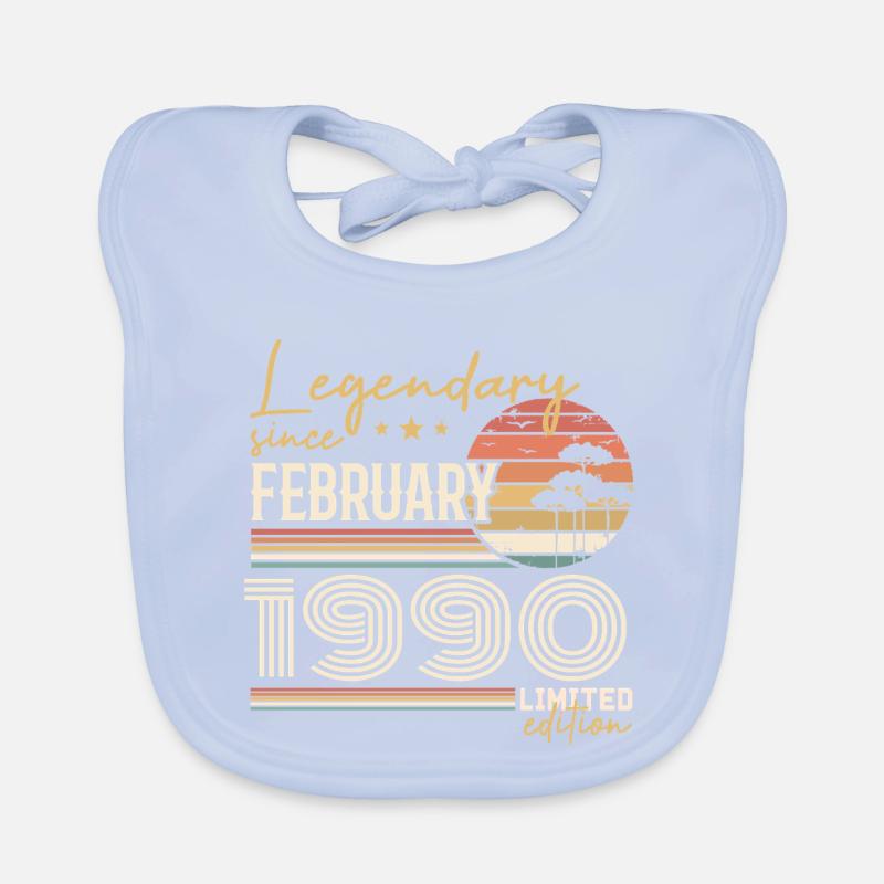 Février 1990 anniversaire 1990 légendes Février Bavoir bio Bébé