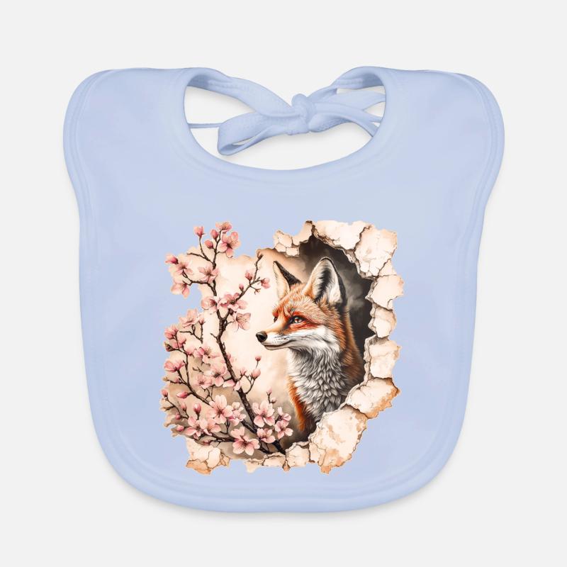 Fuchs mit Kirschblüten Baby Bio-Lätzchen