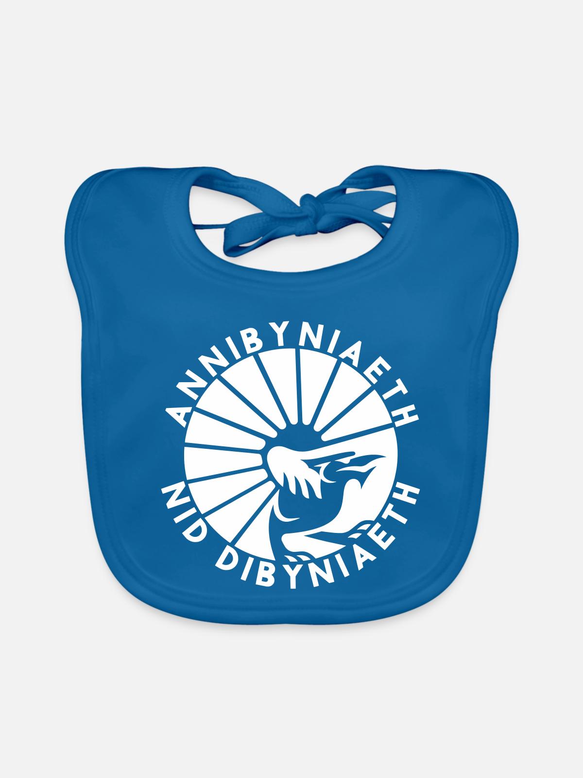 Annibyniaeth Nid Dibyniaeth - Organic Baby Bibs - peacock-blue - Front