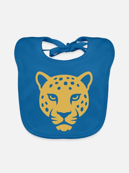 Diskreter minimalistischer Leopard in Gold - Baby Bio-Lätzchen - Pfauenblau