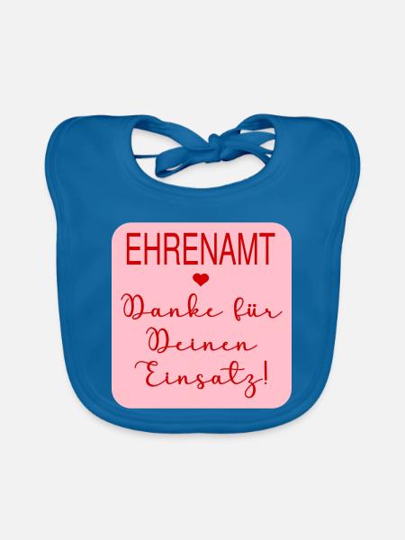 Danke Einsatz Ehrenamt - Baby Bio-Lätzchen - Pfauenblau - Vorne