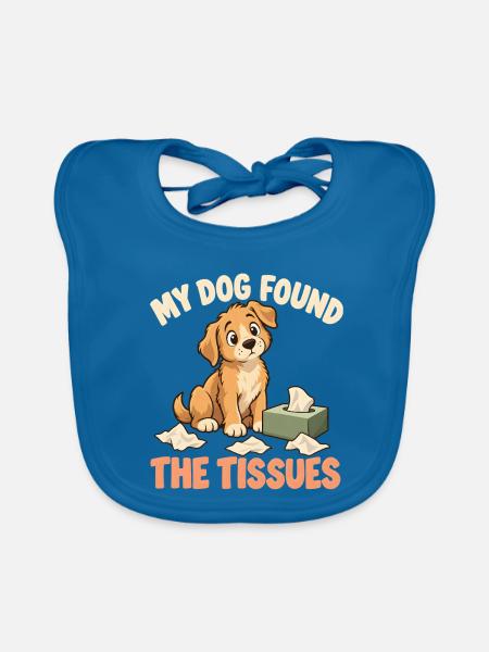 Der Hund fand die Taschentücher - Baby Bio-Lätzchen - Pfauenblau