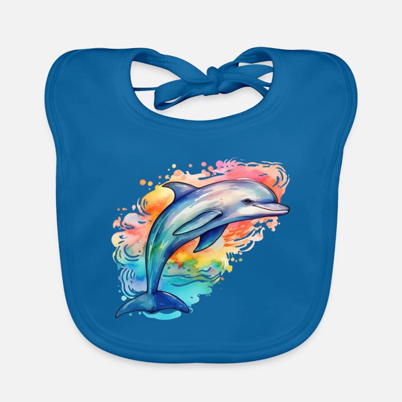 Dauphin - Bavoir bio Bébé - bleu paon