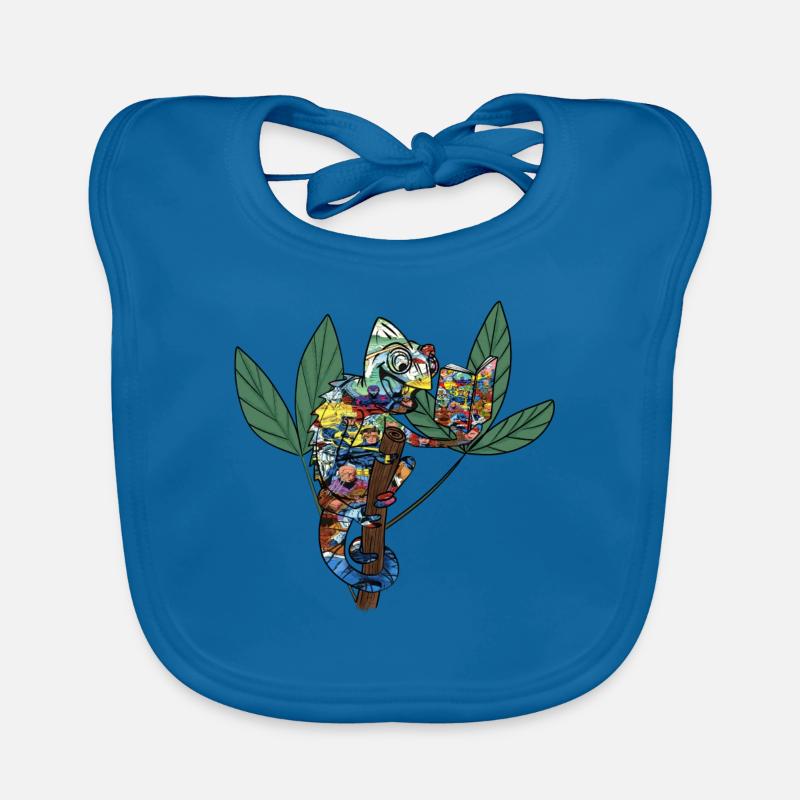 Cool chameleon with comic Organic Baby Bibs