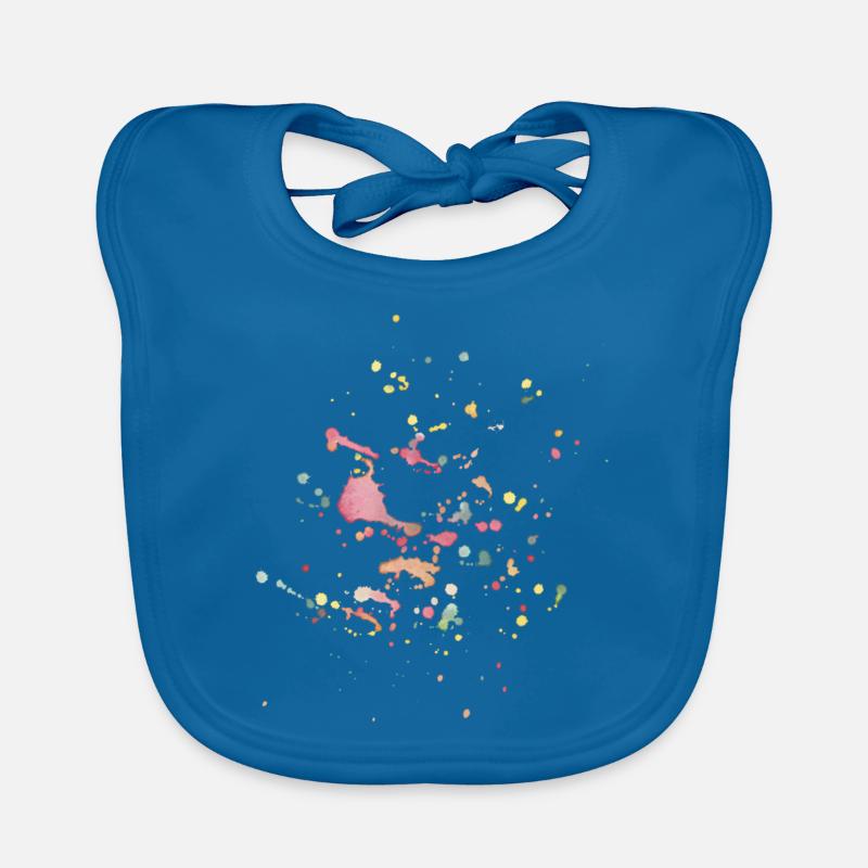 Julibel / Farbexplosion Aquarell - Baby Bio-Lätzchen - Pfauenblau