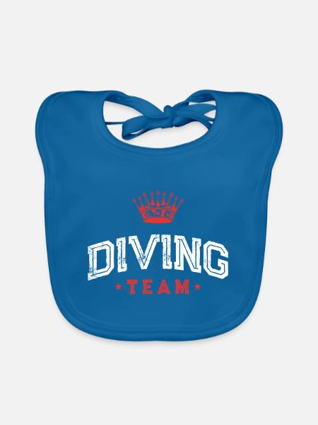 Diving Team - Organic Baby Bibs - peacock-blue - Front