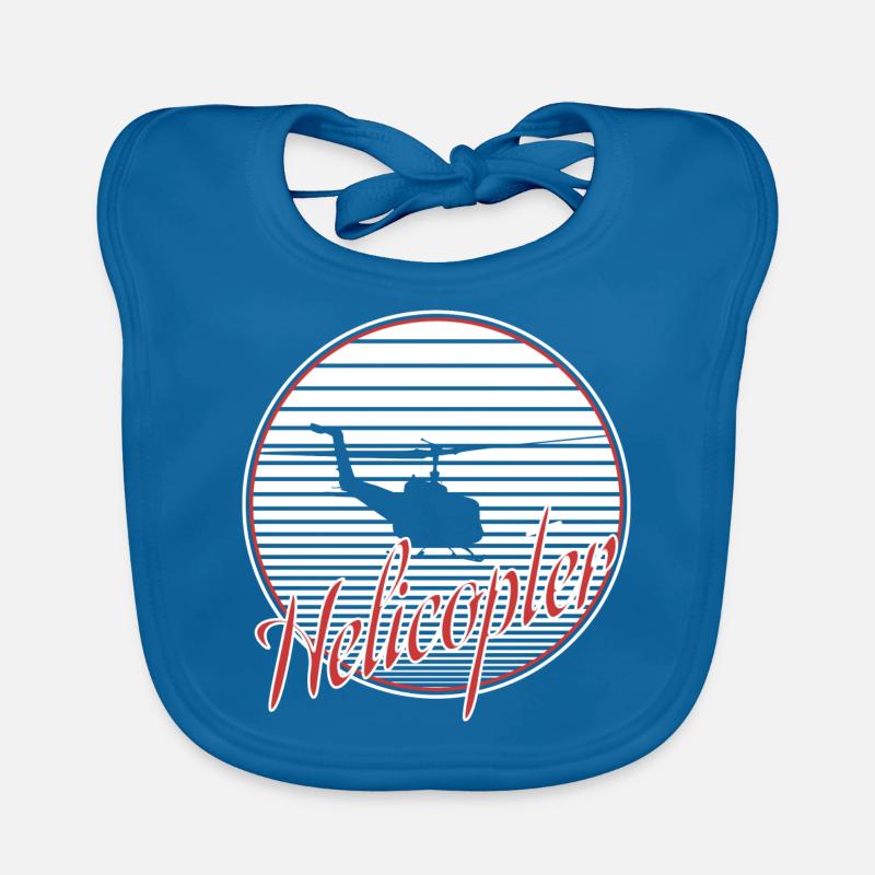 hélicoptère - Bavoir bio Bébé - bleu paon