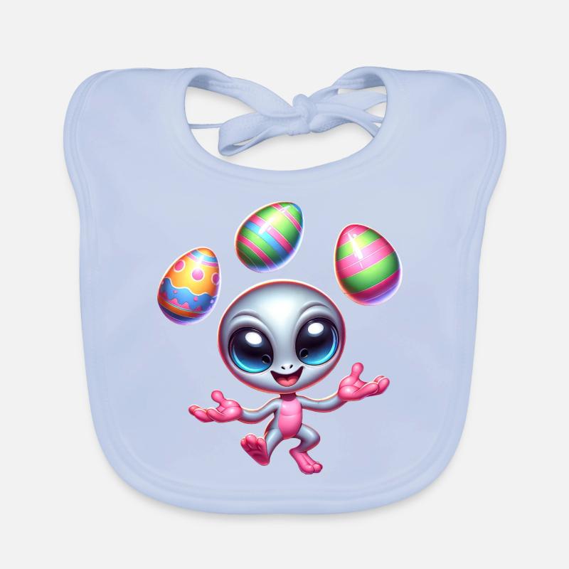 Alien-Osterjongleur: Eierakrobatik Baby Bio-Lätzchen