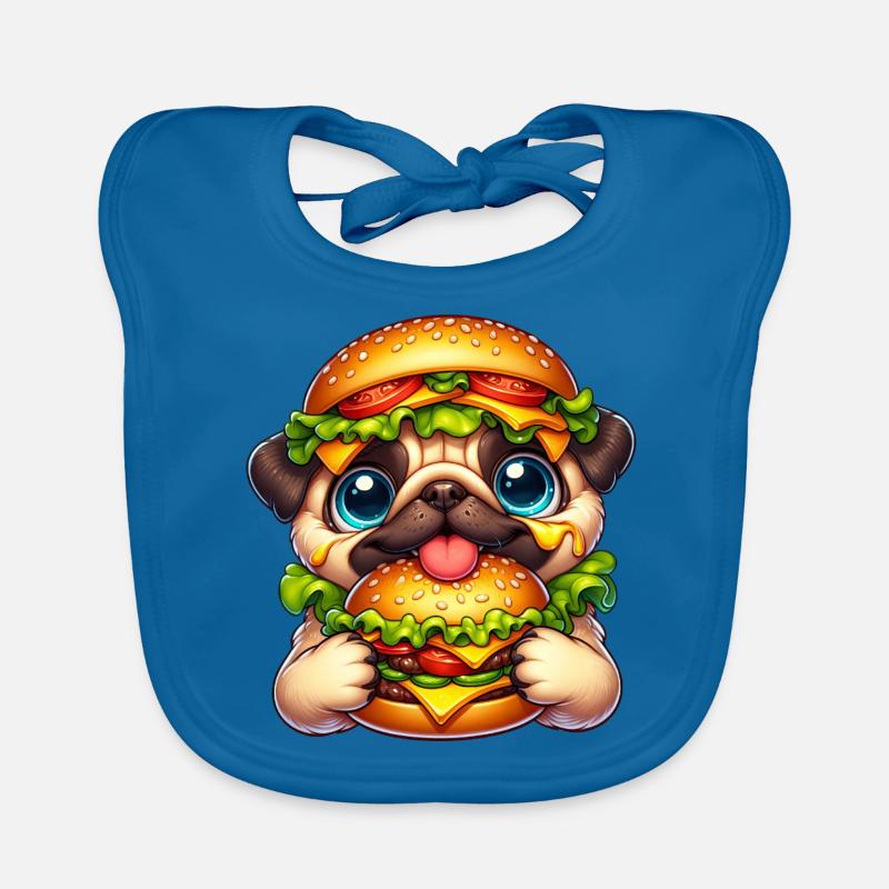 Drôle de carlin burger chapeau de restauration rapide Bavoir bio Bébé