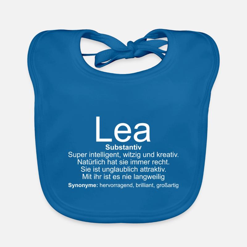 Name Definition Lea - Baby Bio-Lätzchen - Pfauenblau
