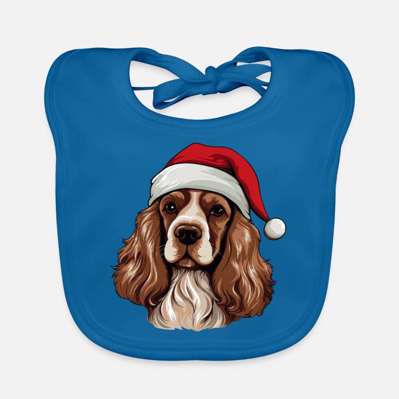Cocker Spaniel Dog Christmas Head Organic Baby Bibs