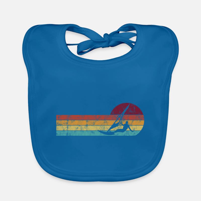 Planche à voile Windsurfing Retro - Bavoir bio Bébé - bleu paon