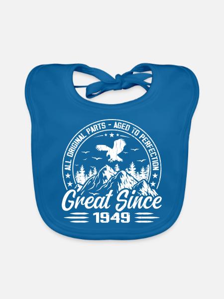 Jahrgang 1949 Jahrgang 1949 Geburtstagsgeschenk - Baby Bio-Lätzchen - Pfauenblau