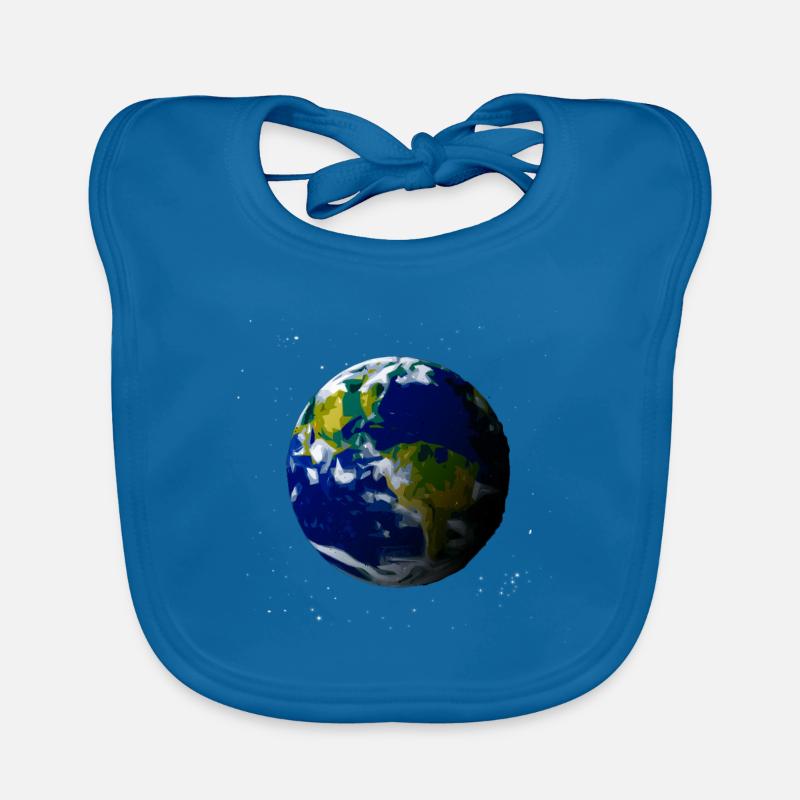 terre - Bavoir bio Bébé - bleu paon