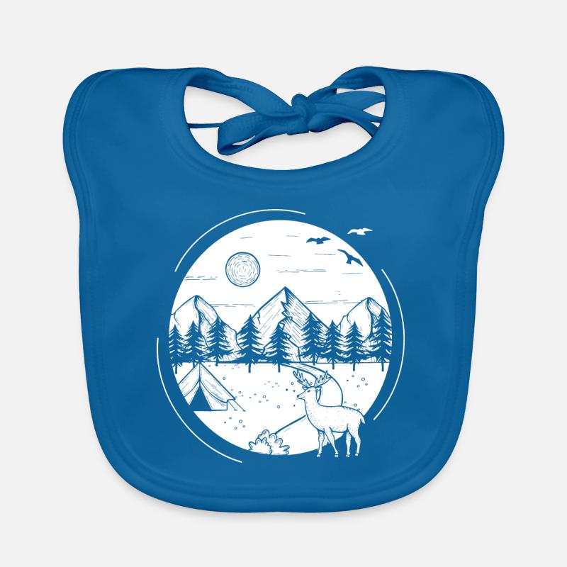 Cerf forestier en noir Graphique - Bavoir bio Bébé - bleu paon
