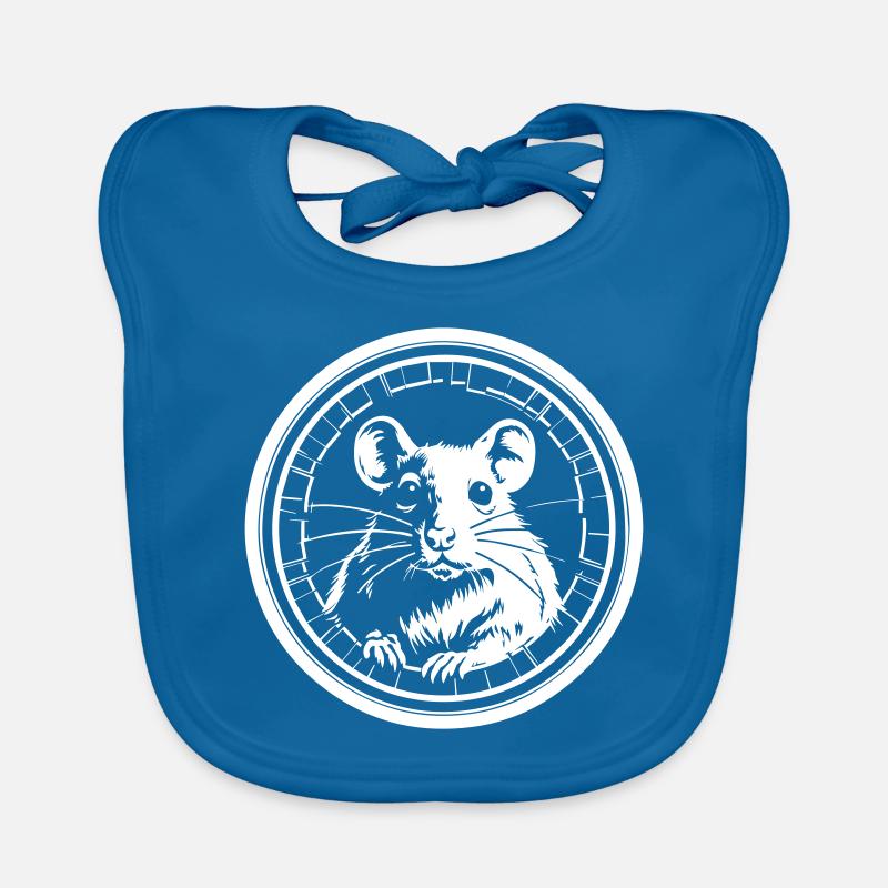 souris - Bavoir bio Bébé - bleu paon
