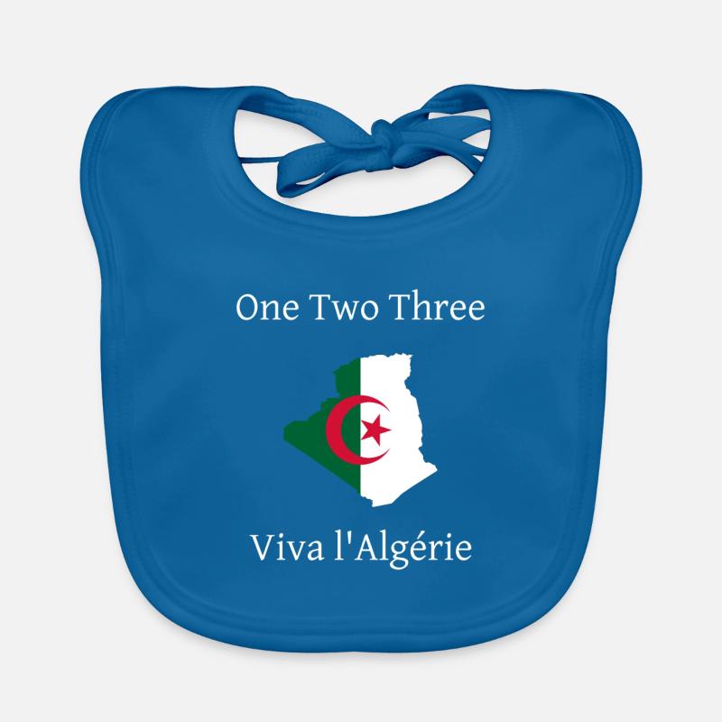 One Two Three Viva l'Algérie - Bavoir bio Bébé - bleu paon