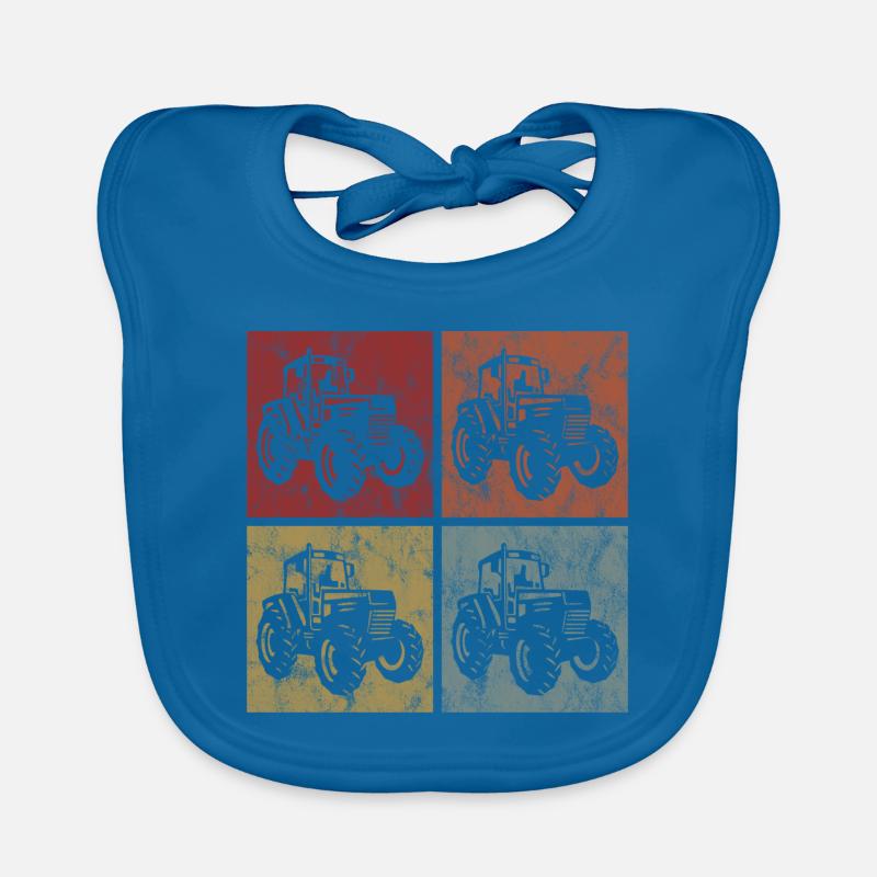Tracteurs tracteurs de tracteurs de ferme tracteurs - Bavoir bio Bébé - bleu paon