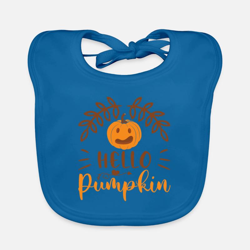 Hello Pumpkin With Heart Decor and Orange Pumpkin Organic Baby Bibs