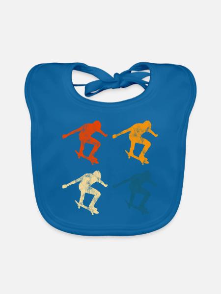 Skateboarder Skateboard Skater Skate Skateing - Baby Bio-Lätzchen - Pfauenblau - Vorne