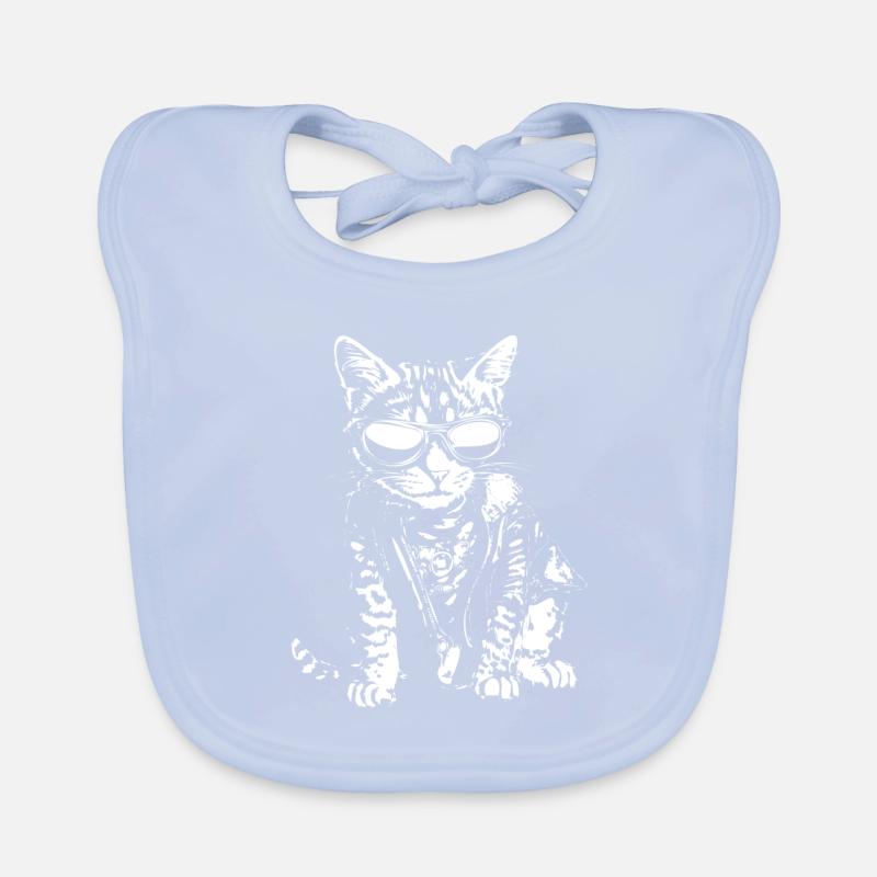 Cat with sunglasses Organic Baby Bibs