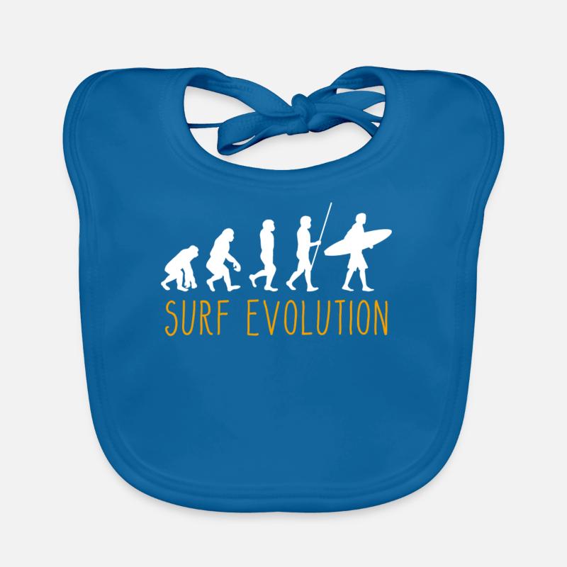 Evolution of Man Surfing - Baby Bio-Lätzchen - Pfauenblau