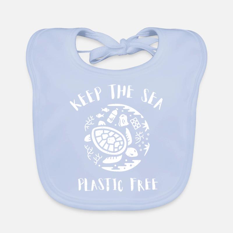 Please Keep the Sea Plastic Free Turtle Scene Organic Baby Bibs