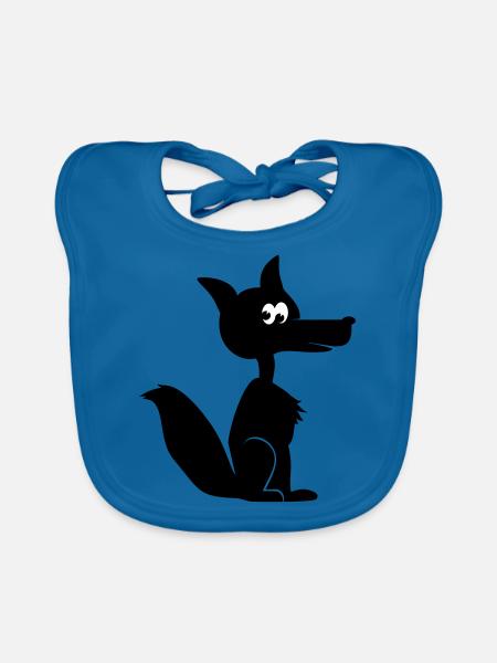 Renard coyote cayote 1c - Bavoir bio Bébé - bleu paon - Devant