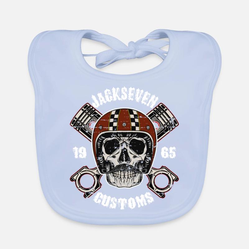 Skull Motorcycle Bobber Biker Course Vélo De Course Bavoir bio Bébé