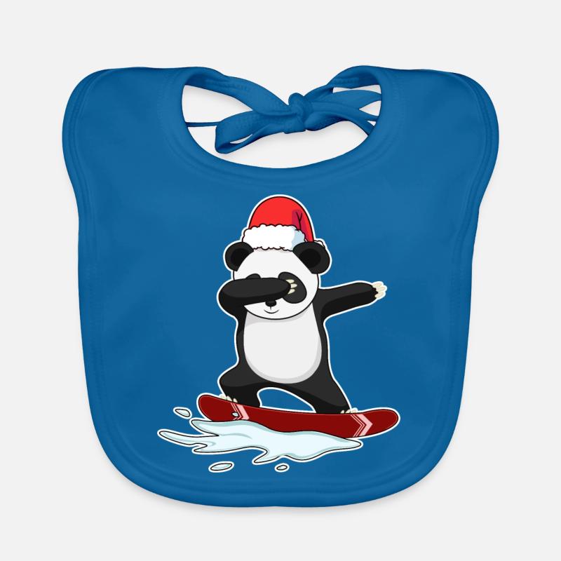 panda weihnachten snowboard eisbär snowboarden Baby Bio-Lätzchen