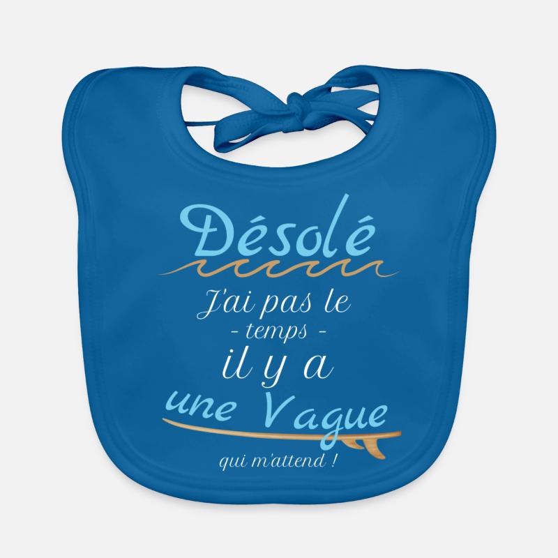 Texte Surfeur Fr - Bavoir bio Bébé - bleu paon