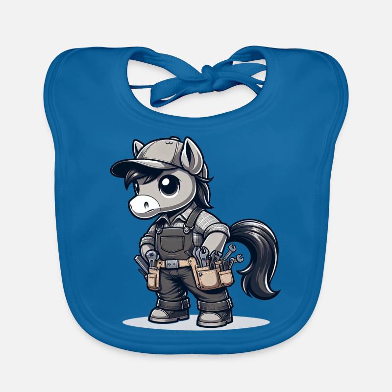 Artisan de cheval mignon - Bavoir bio Bébé - bleu paon