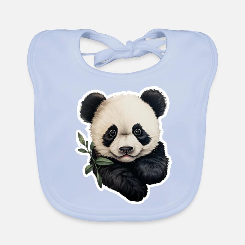 Panda chews on eucalyptus branch Organic Baby Bibs