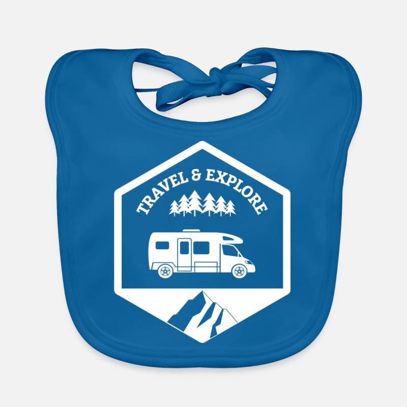 White travel and explore profile Organic Baby Bibs