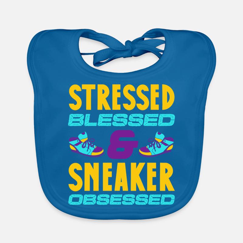stressed sneaker obsessed design Organic Baby Bibs