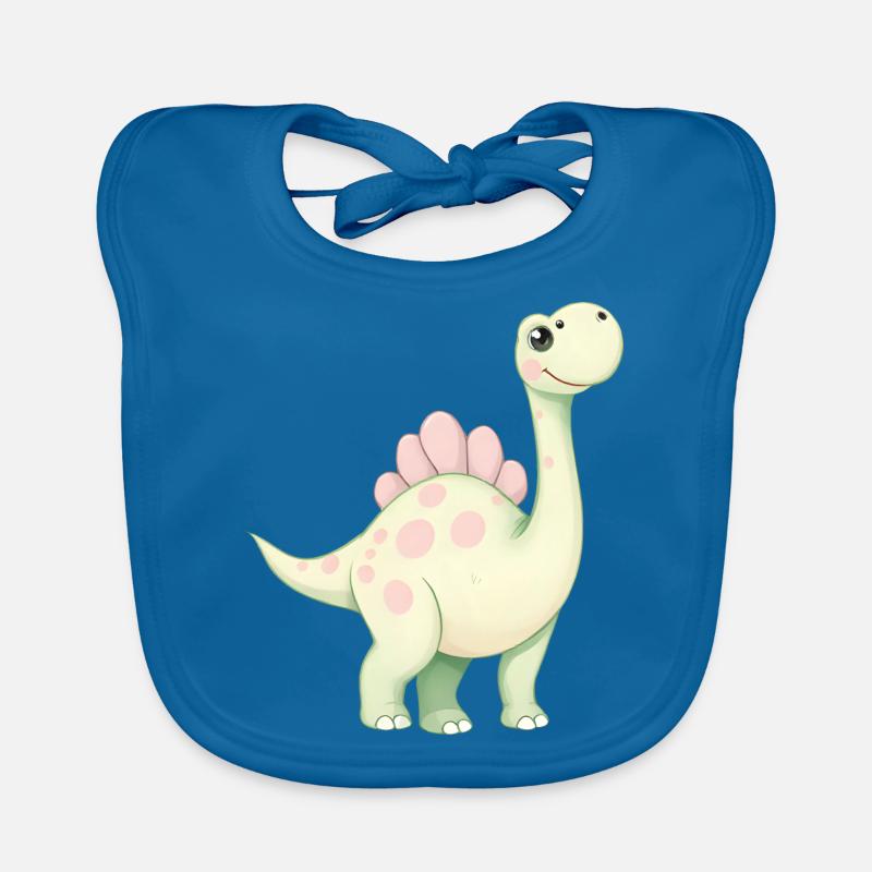 Verspielter rosa Dino mit Blume Baby Bio-Lätzchen