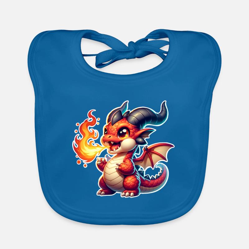 Dragon - Bavoir bio Bébé - bleu paon