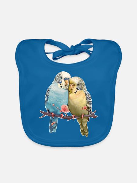 Budgies - Bavoir bio Bébé - bleu paon - Devant
