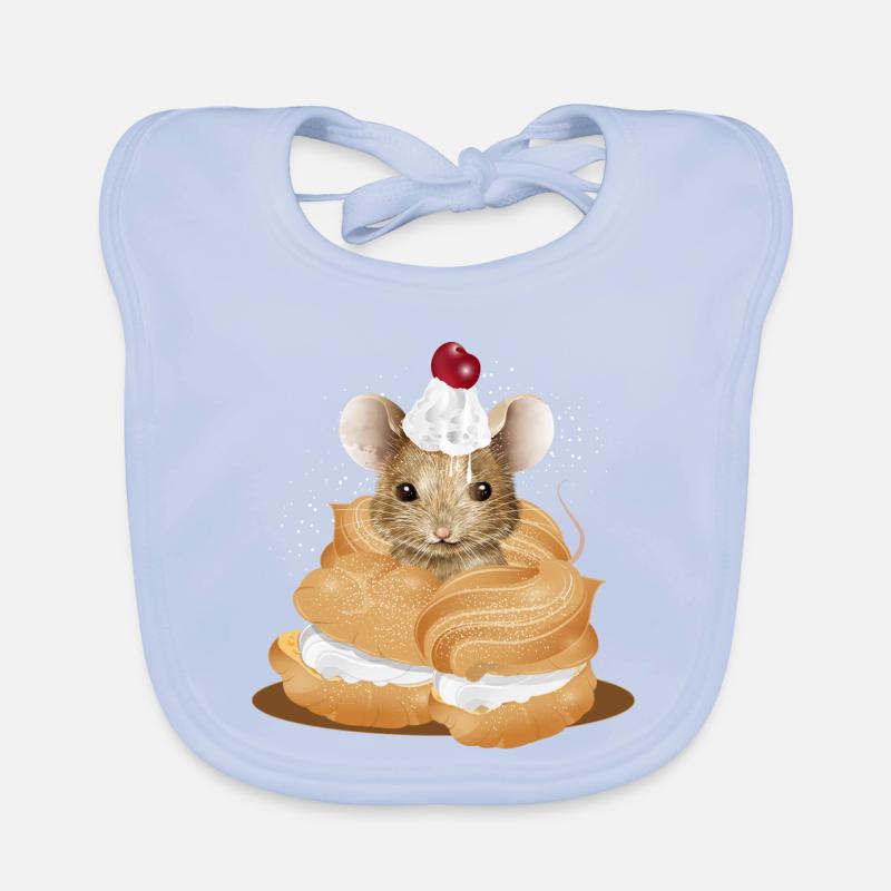 Maus mit Sahnehäubchen inmitten von Windbeuteln Baby Bio-Lätzchen