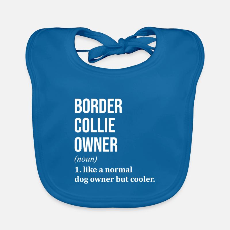 Border Collie - Bavoir bio Bébé - bleu paon