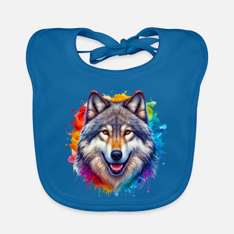 Wolf - Baby Bio-Lätzchen - Pfauenblau