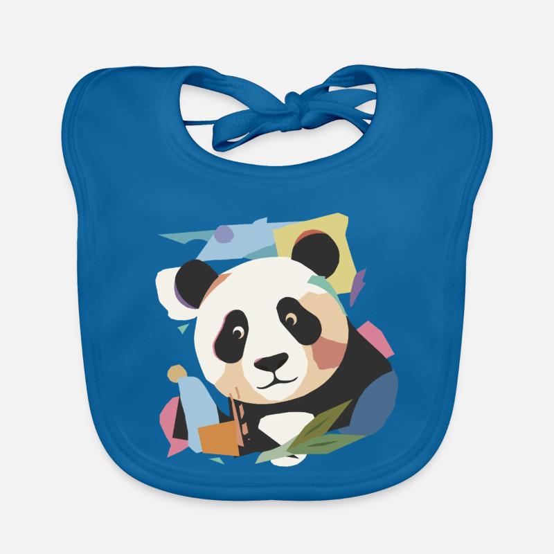 Fröhlicher Panda in moderner Collage-Optik Baby Bio-Lätzchen