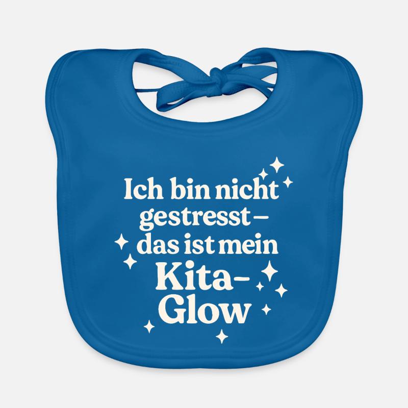 Ich bin nicht gestresst... (hellbeige) - Baby Bio-Lätzchen - Pfauenblau