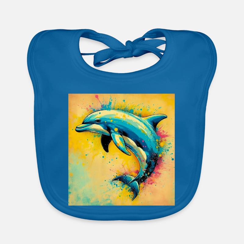 Delfin - Baby Bio-Lätzchen - Pfauenblau