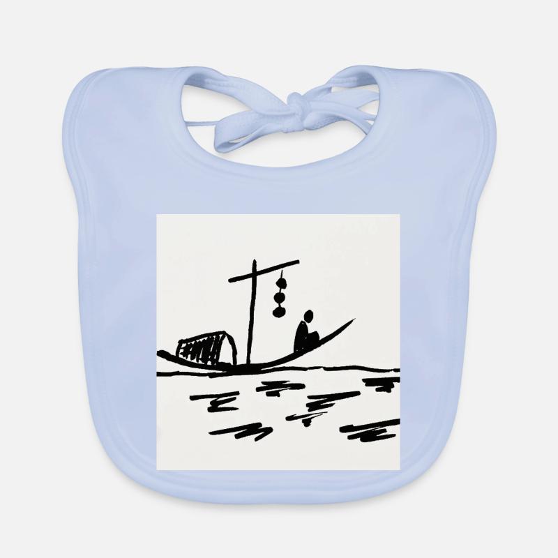 Night boat on the river Organic Baby Bibs