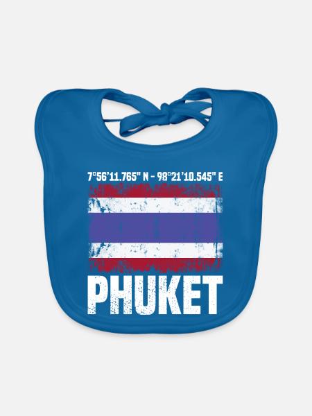 Phuket Koordinaten - Baby Bio-Lätzchen - Pfauenblau