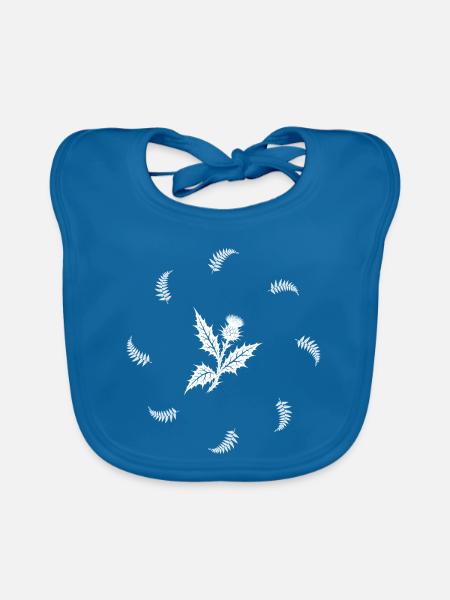 Distel & Farn - Dark Botanical - Baby Bio-Lätzchen - Pfauenblau - Vorne