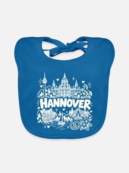 Hannover - Sehenswürdigkeiten - Niedersachsen - Baby Bio-Lätzchen - Pfauenblau - Vorne
