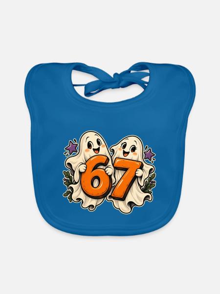 67 Geisterduo - Baby Bio-Lätzchen - Pfauenblau
