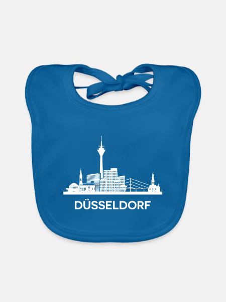 Düsseldorf, weiß - Baby Bio-Lätzchen - Pfauenblau